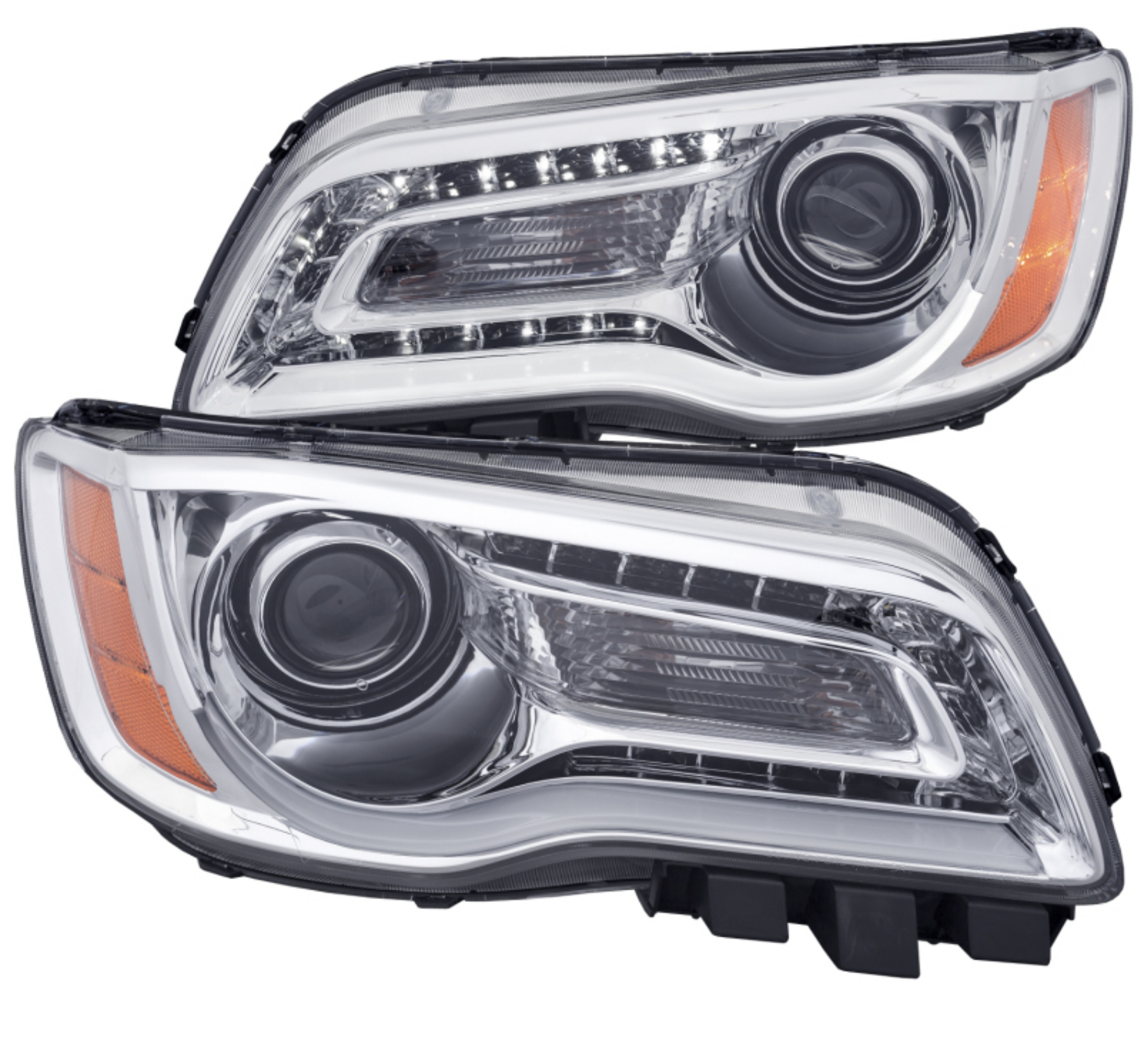 Picture of ANZO 2011-2014 Chrysler 300 Projector Headlights w- Plank Style Design Chrome