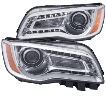 Picture of ANZO 2011-2014 Chrysler 300 Projector Headlights w- Plank Style Design Chrome