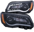 Picture of ANZO 2011-2014 Chrysler 300 Projector Headlights w- Plank Style Design Black