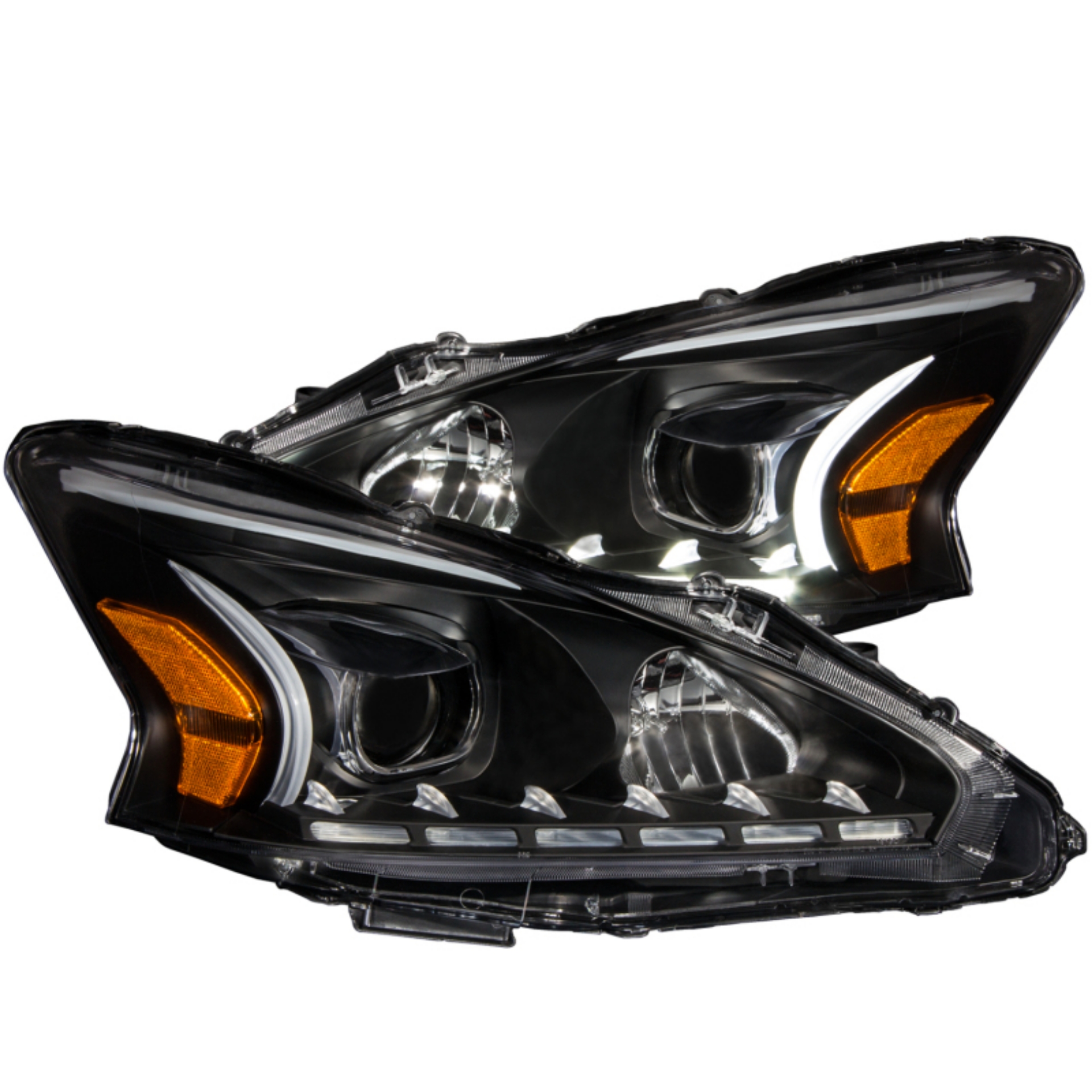 Picture of ANZO 2013-2014 Nissan Altima Projector Headlights w- Plank Style Design Black