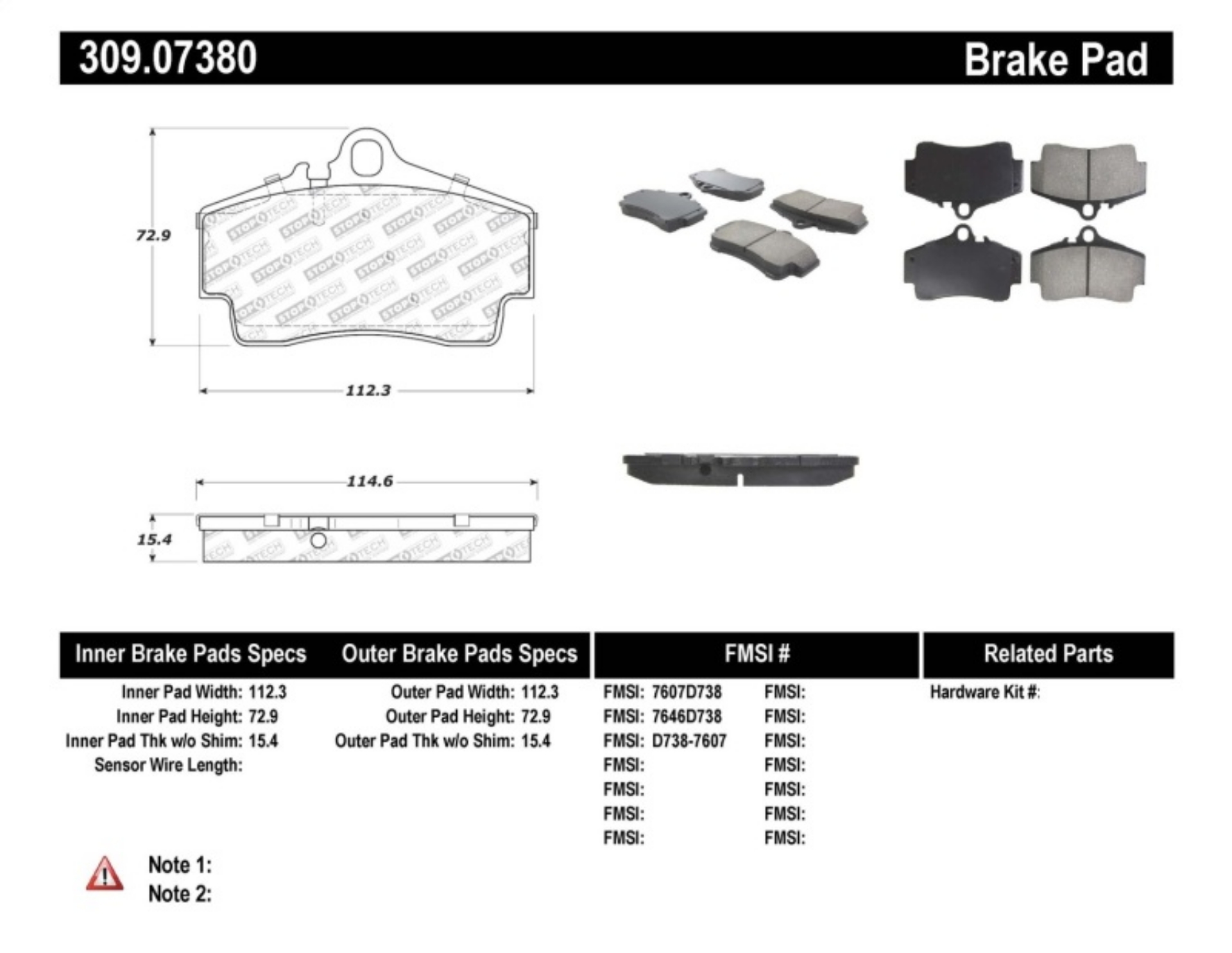 Picture of StopTech Performance 97-04 Porsche Boxster - 00-08 Boxster S - 98-08 911 Rear Brake Pads