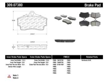Picture of StopTech Performance 97-04 Porsche Boxster - 00-08 Boxster S - 98-08 911 Rear Brake Pads