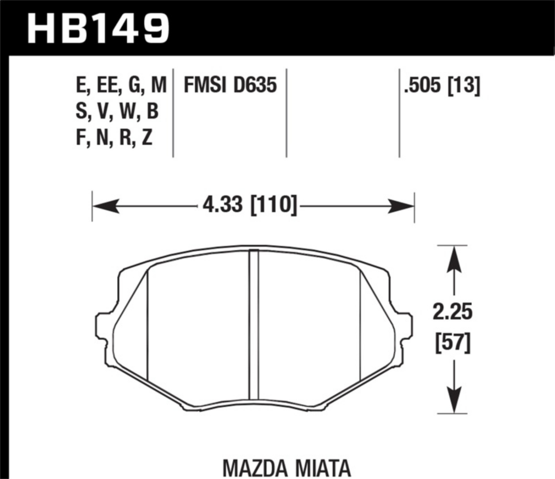 Picture of Hawk 94-05 Miata 01-05 Normal Suspension DTC-50 Race Front Brake Pads D635
