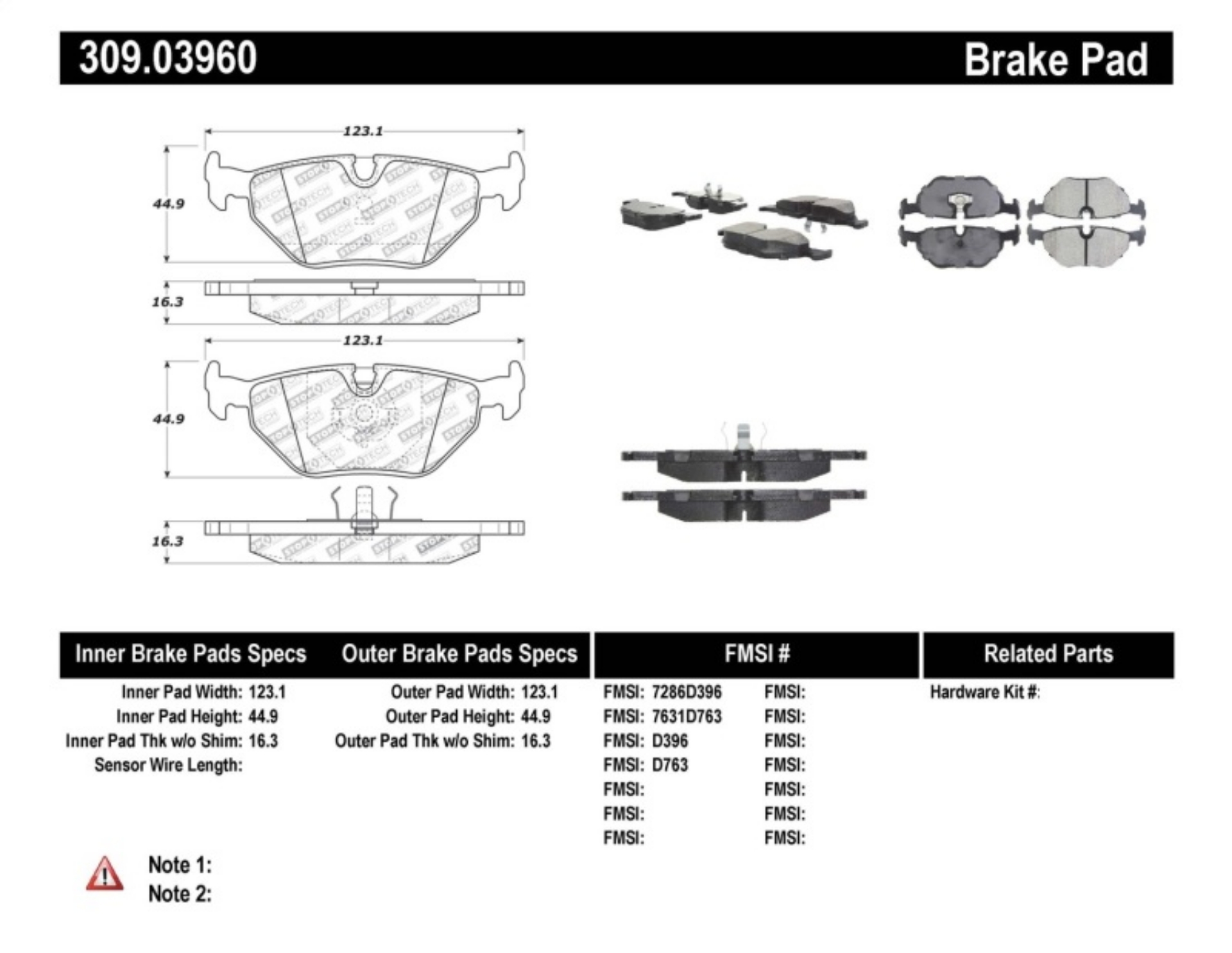 Picture of StopTech Performance 87-99 BMW M3 - 89-93 M5 - 98-02 Z3 Rear Street Performance Brake Pads
