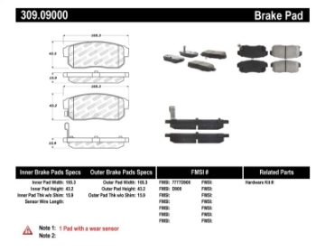 Picture of StopTech Performance 11-00-02 Infiniti G20-10-00-04 I30-I35 Rear Brake Pads