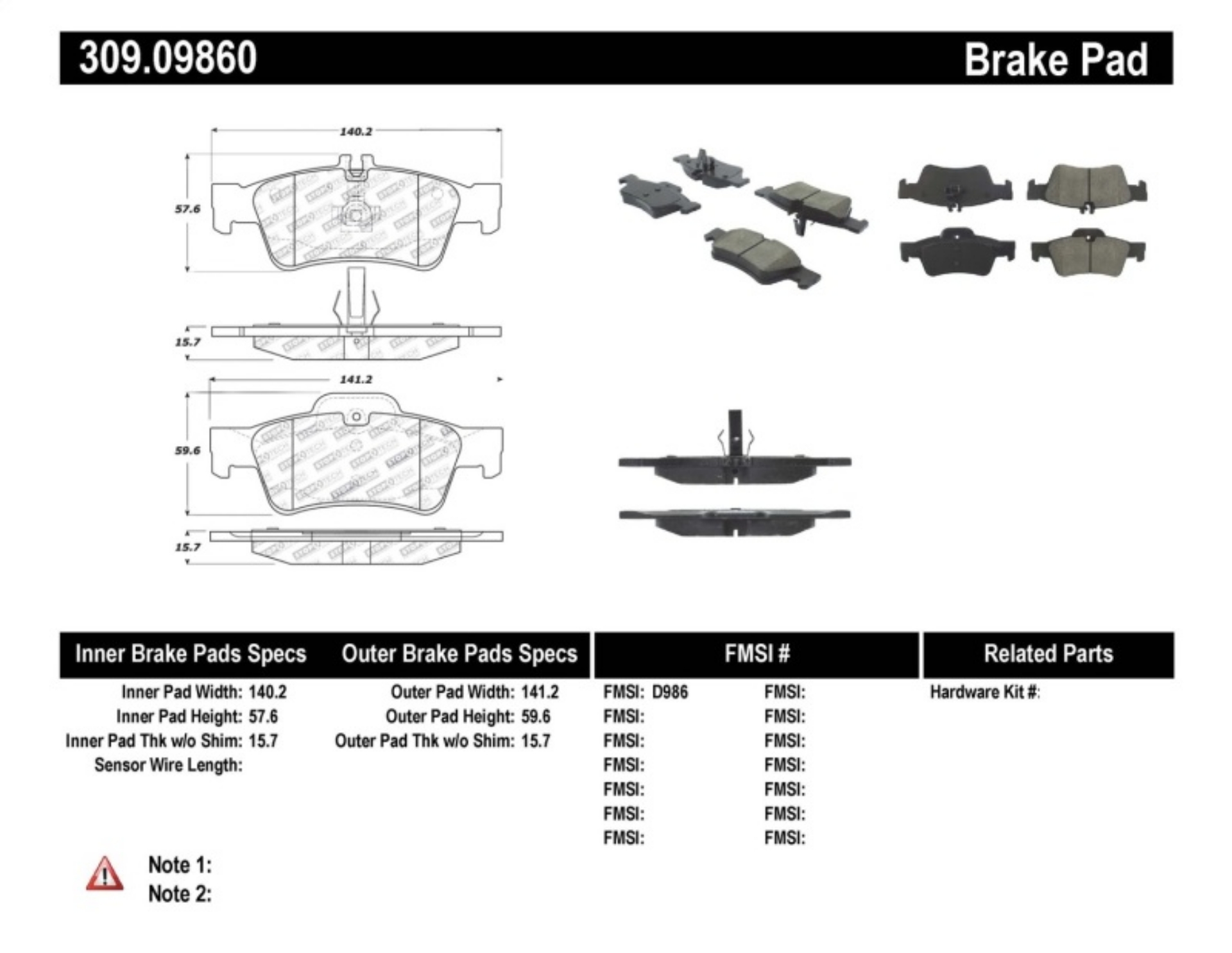 Picture of StopTech Performance Mercedes Benz Rear Brake Pads