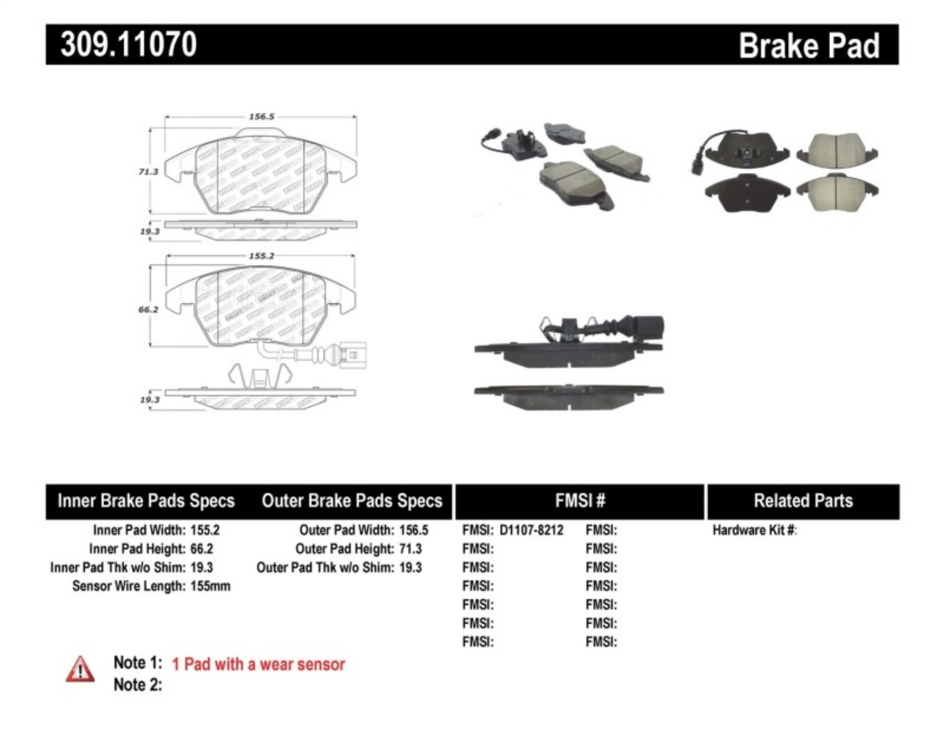 Picture of StopTech Performance 06-10 Audi A3 - 08-10 Audi TT - 06-09 VW GTI - 05-10 Jetta Front Brake Pads