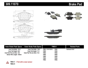 Picture of StopTech Performance 06-10 Audi A3 - 08-10 Audi TT - 06-09 VW GTI - 05-10 Jetta Front Brake Pads