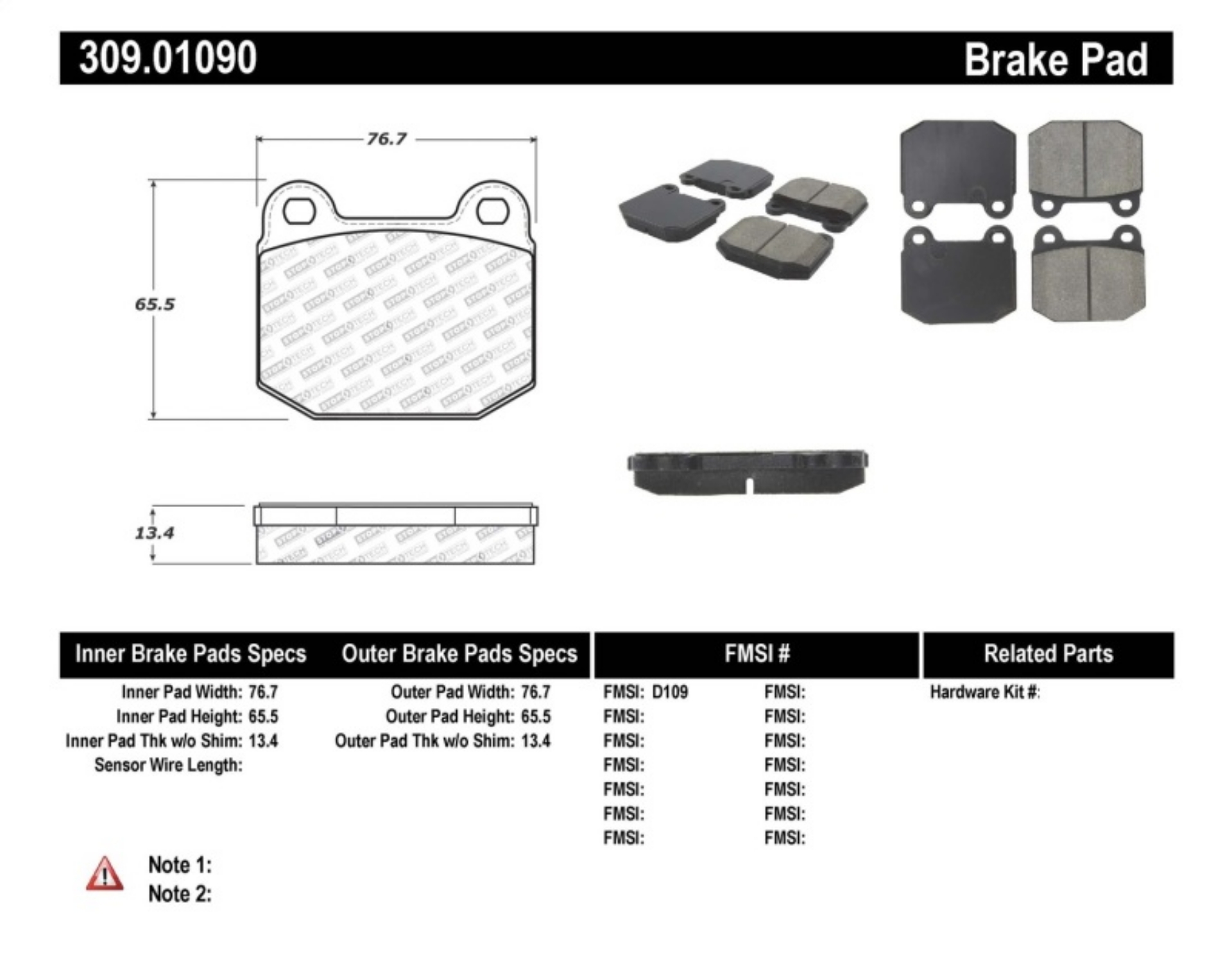 Picture of StopTech Performance 05-06 Lotus Exige Front Brake Pads