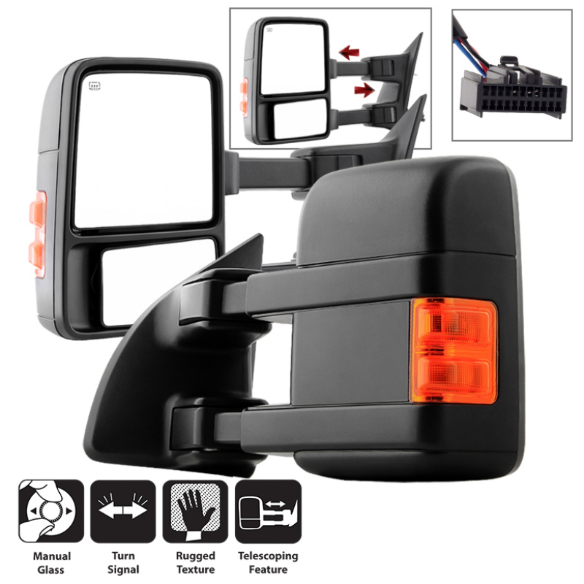 Picture of xTune 99-15 Ford SuperDuty L-R Manual Extendable - Manual Adjust Mirror MIR-FDSD08S-MA-AM-SET
