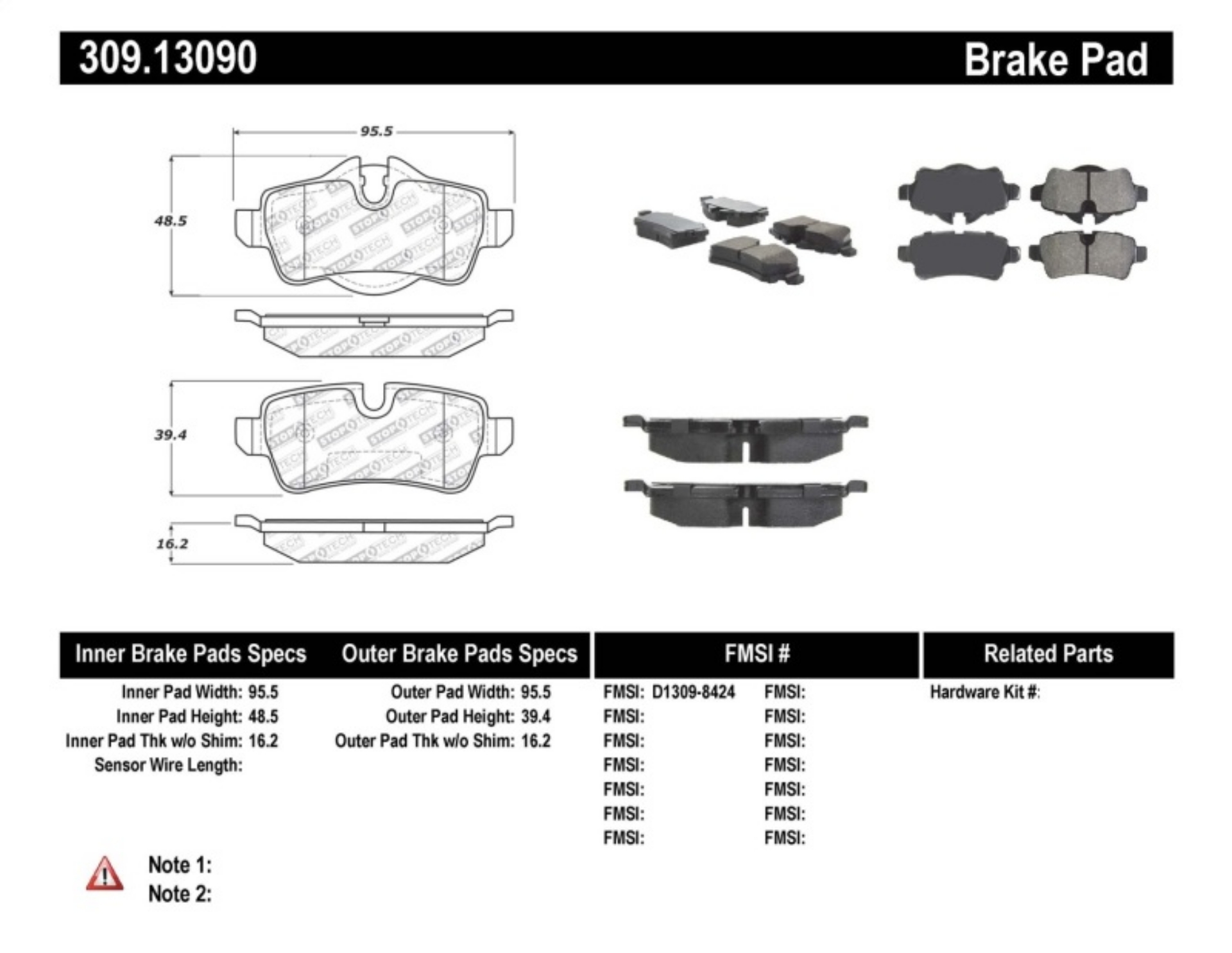 Picture of StopTech Performance 07-09 Mini Cooper-Cooper S Rear Brake Pads