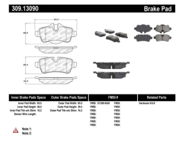 Picture of StopTech Performance 07-09 Mini Cooper-Cooper S Rear Brake Pads