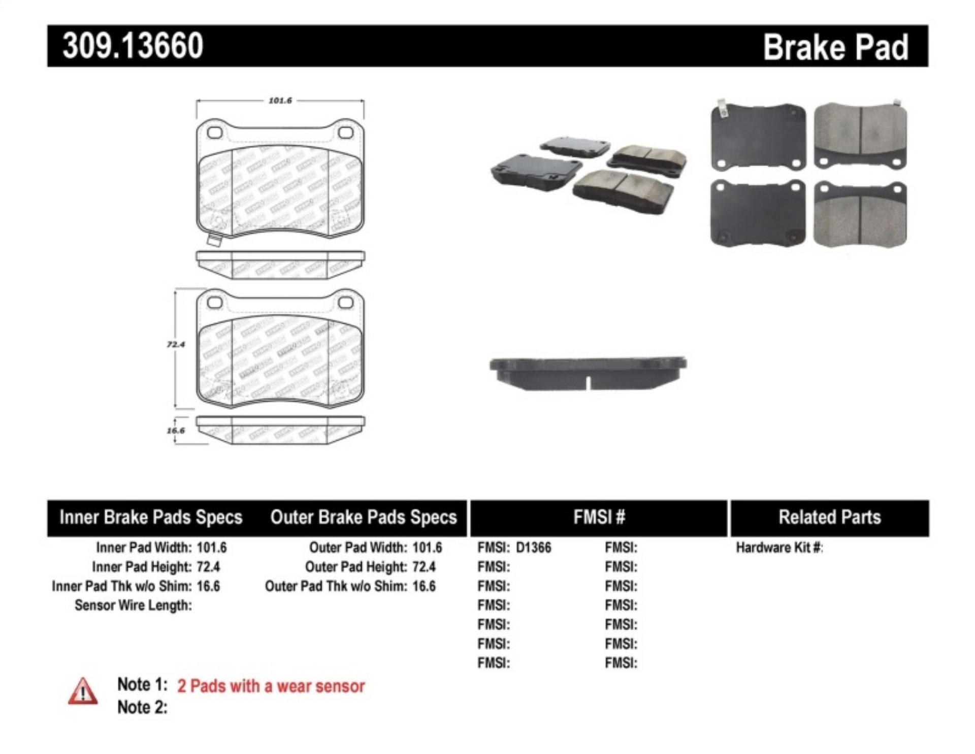 Picture of StopTech Performance 08-09 Lexus IS F Rear Brake Pads