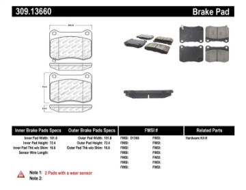 Picture of StopTech Performance 08-09 Lexus IS F Rear Brake Pads