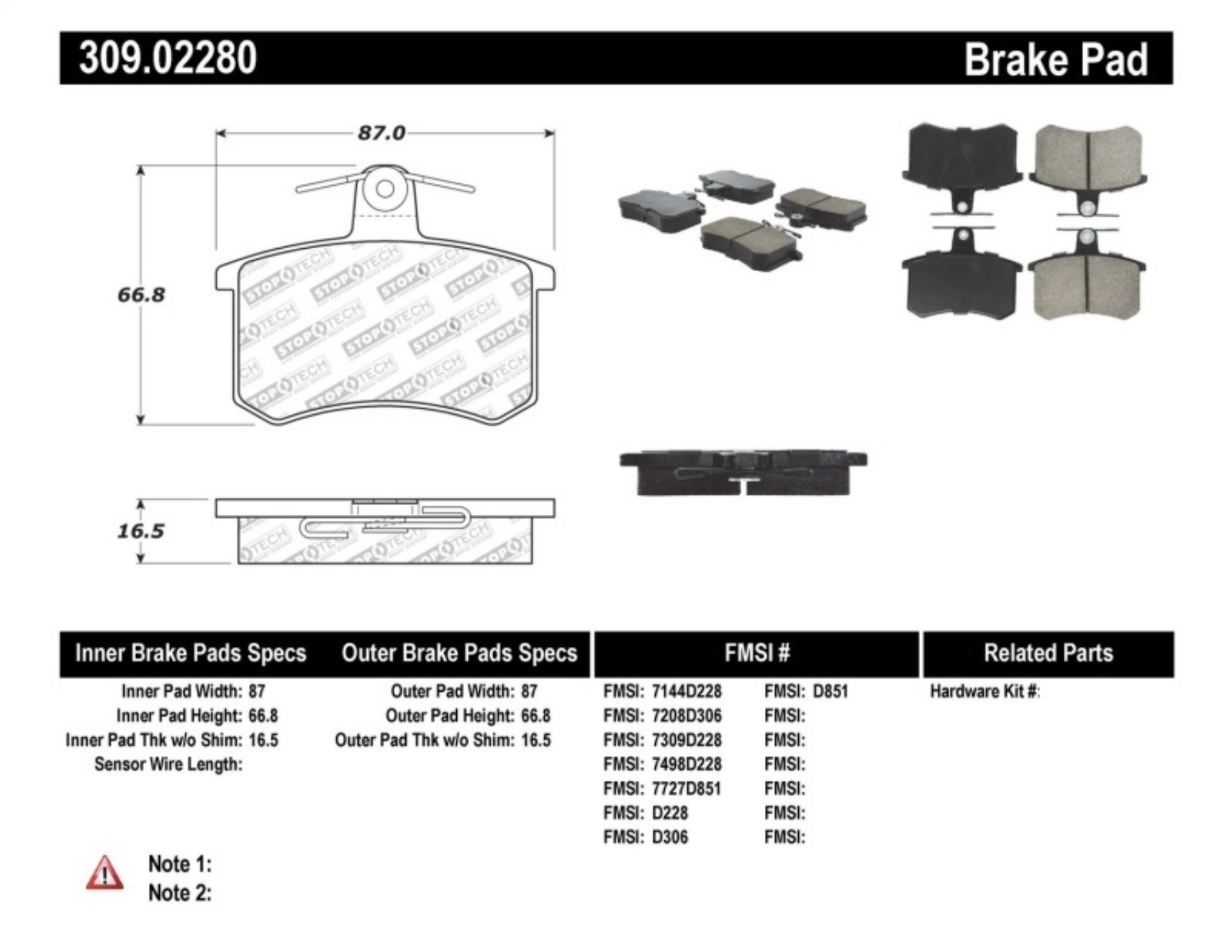 Picture of StopTech Performance 96-2-97 Audi A4 - 96-01 A4 Quattro - 95-98 A6 Rear Brake Pads