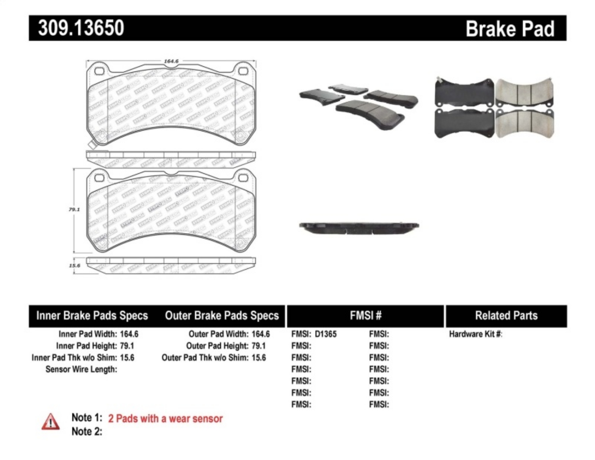 Picture of StopTech Performance 08-09 Lexus IS F Front Brake Pads