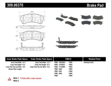 Picture of StopTech Performance 93-97 Ford Probe - 93-97 Mazda MX-6-93-02 626 Front Brake Pads