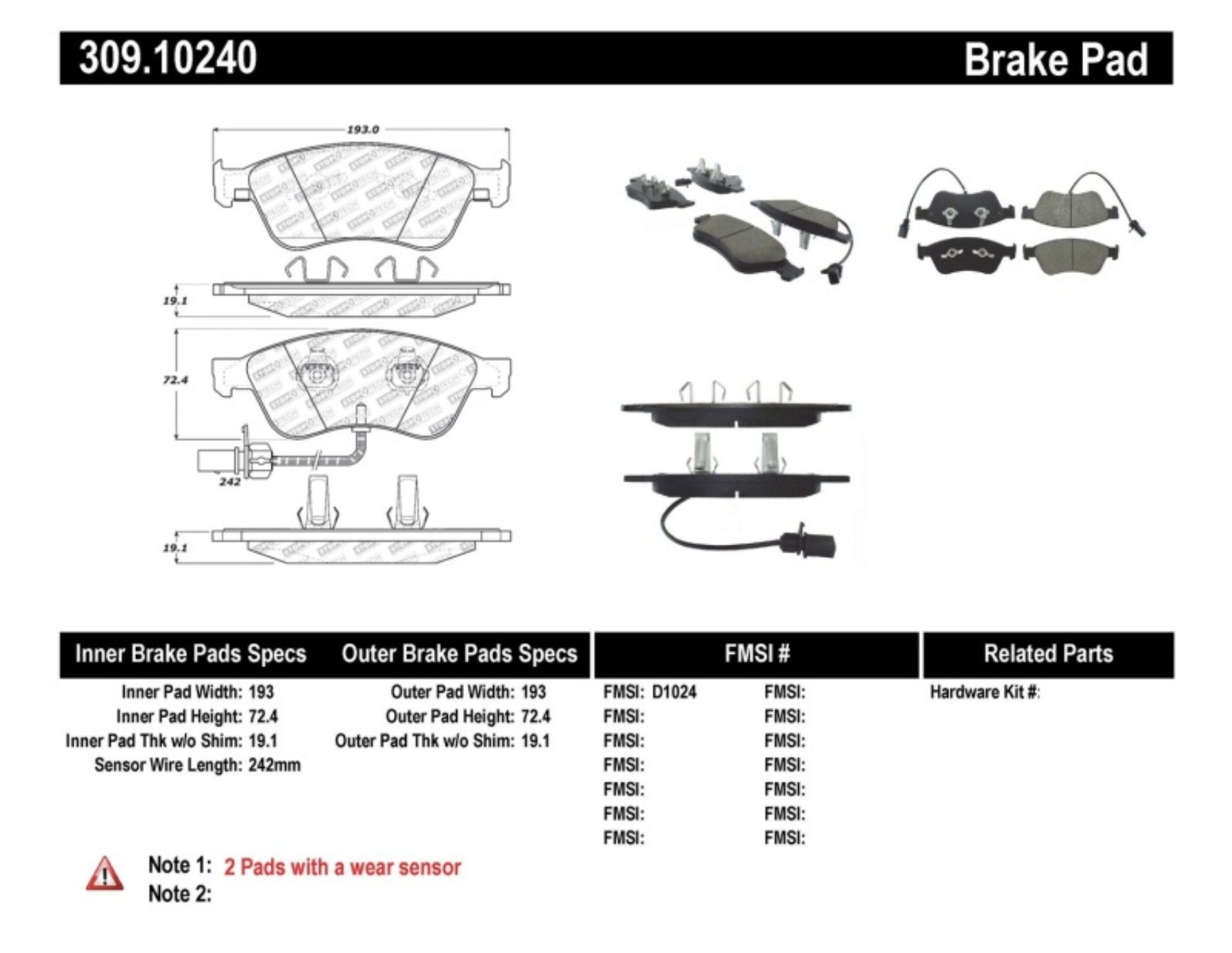 Picture of StopTech Performance 07-10 Audi S6-S8 Front Brake Pads