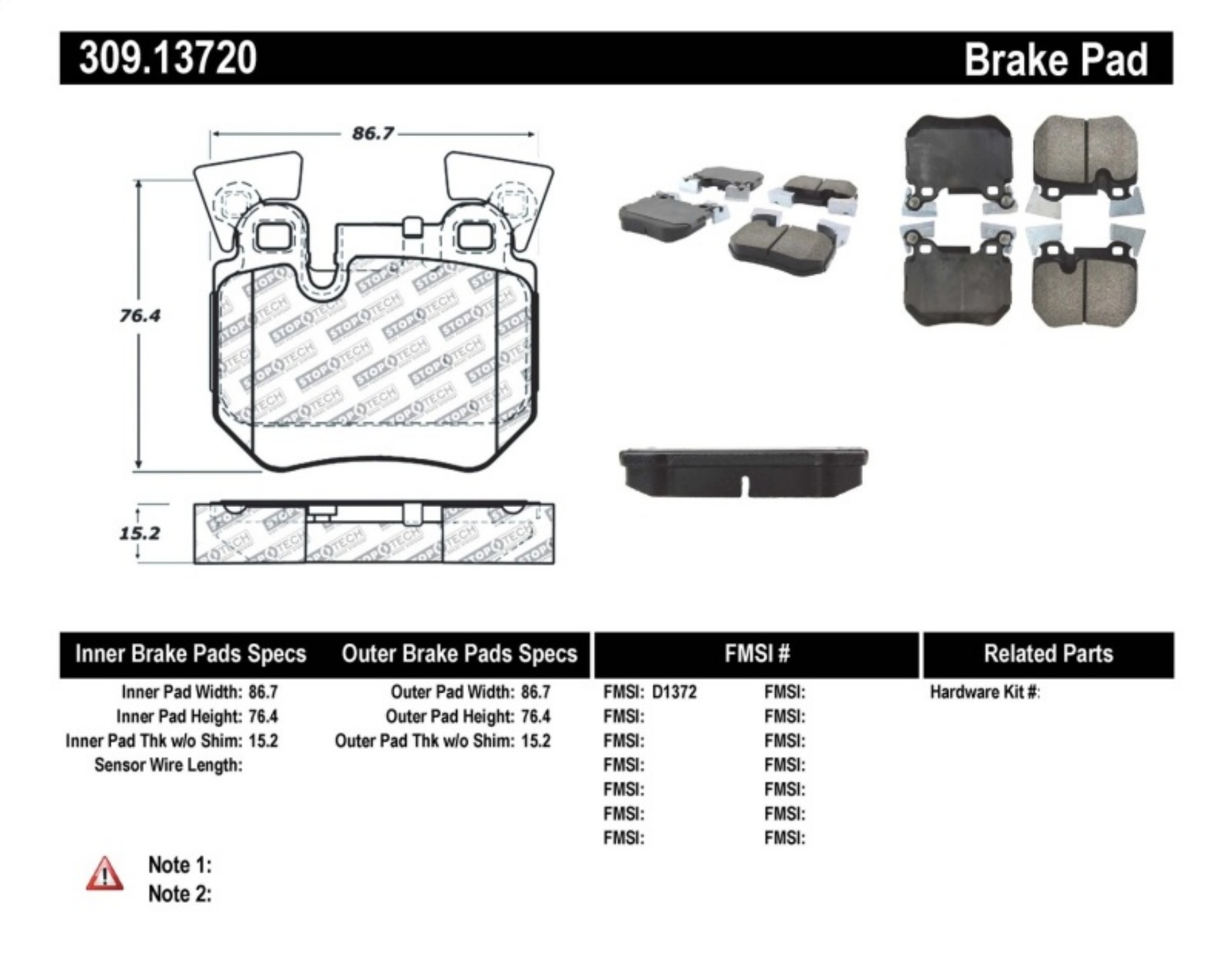 Picture of StopTech Performance 08-09 BMW 128i-135i Coupe Rear Brake Pads