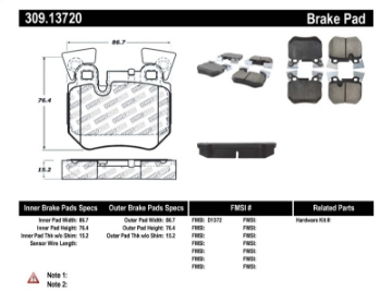 Picture of StopTech Performance 08-09 BMW 128i-135i Coupe Rear Brake Pads