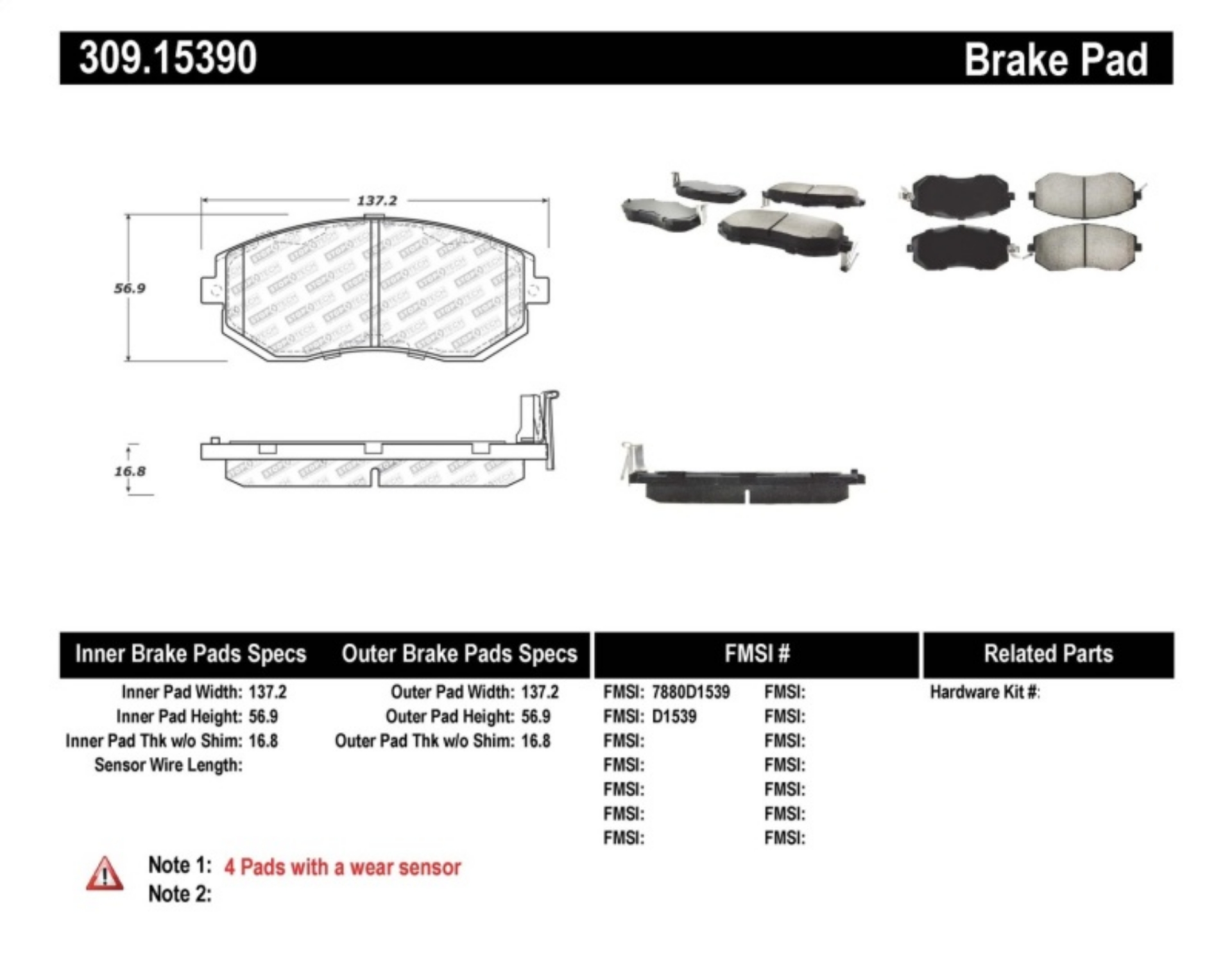 Picture of StopTech Performance 13 Scion FR-S - 13 Subaru BRZ Front Brake Pads
