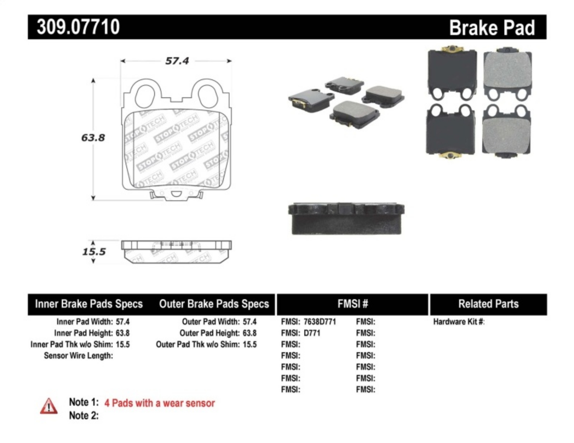 Picture of StopTech Performance 98-05 Lexus GS 300-350-400-430-450H - 00-05 IS250-300-350 Rear Brake Pads