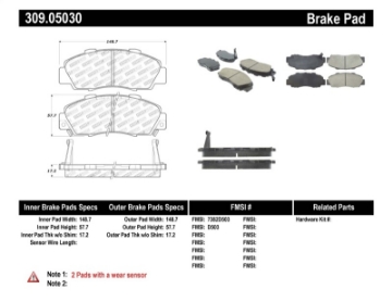 Picture of StopTech Performance 97-99 Acura CL- 97-01 Integra Type R-91-95 Legend-91-05 NSX Front Brake Pads