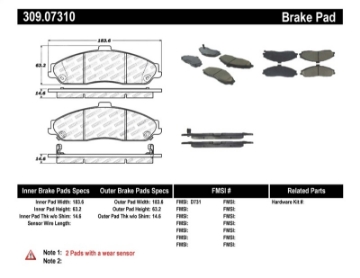 Picture of StopTech Performance 04-08 Cadillac XLR-XLR-V - 97-10 Corvette - 05-06 Pontiac GTO Front Brake Pads