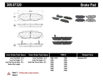 Picture of StopTech Performance 04-08 Cadillac XLR-XLR-V - 97-10 Chevrolet Corvette Rear Brake Pads