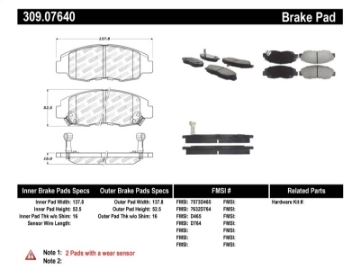 Picture of StopTech Performance 98-02 Honda Accord Coupe-Sedan 4cyl Rear Drum-Disc Front Brake Pads