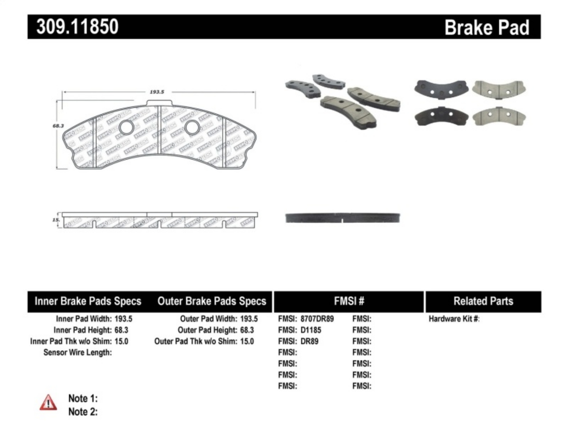 Picture of StopTech Performance 06-09 Chevrolet Corvette Z06 Front Brake Pads