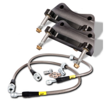 Picture of StopTech 08-10 Porsche Cayman S BBK Rear ST-40 Red Calipers 332x32 Slotted Rotors