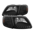 Picture of xTune Ford F150 97-03 Crystal Headlights w- Clear LED Corners Black HD-ON-FF15097-LED-SET-BK