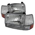 Picture of xTune Ford F150-Bronco 92-96 Headlights w-Corner Bumper 6pcs Amber- Chrome HD-JH-FB92-SET-AM-C