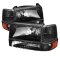 Picture of xTune Ford F150-Bronco 92-96 Headlights w-Corner Bumper 6pcs Amber- Black HD-JH-FB92-SET-AM-BK