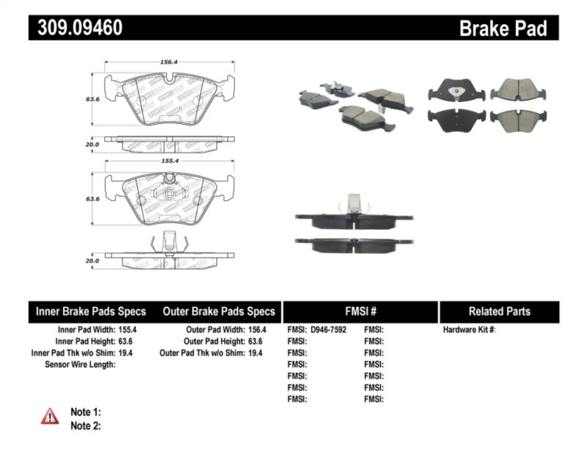 Picture of StopTech Performance 04-09 BMW X3 E38 - 06-09 Z4 3-0Si E86 - 00-07 330 Series Front Brake Pads