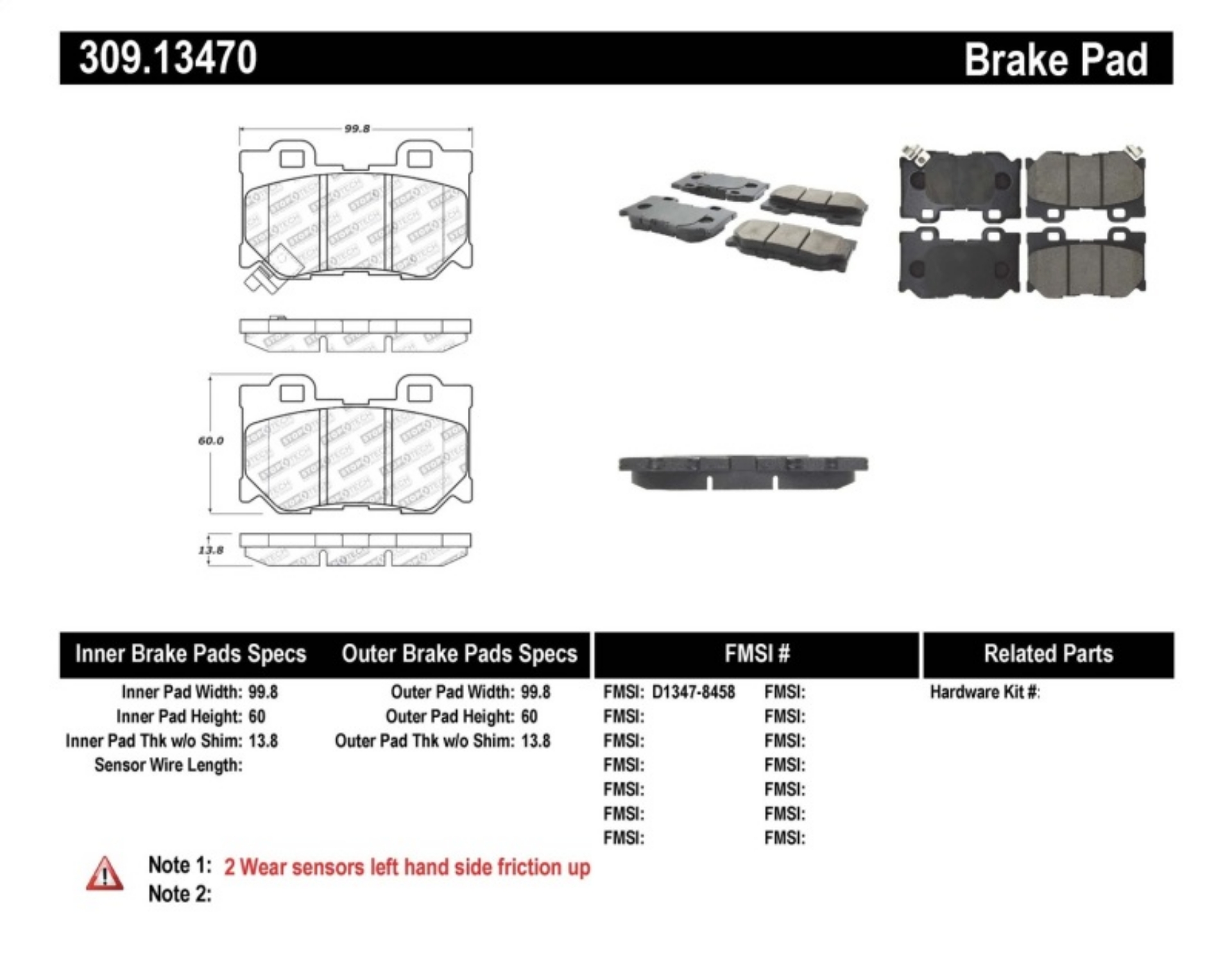 Picture of StopTech Performance 08-09 Infiniti FX50-G37 Rear Brake Pads