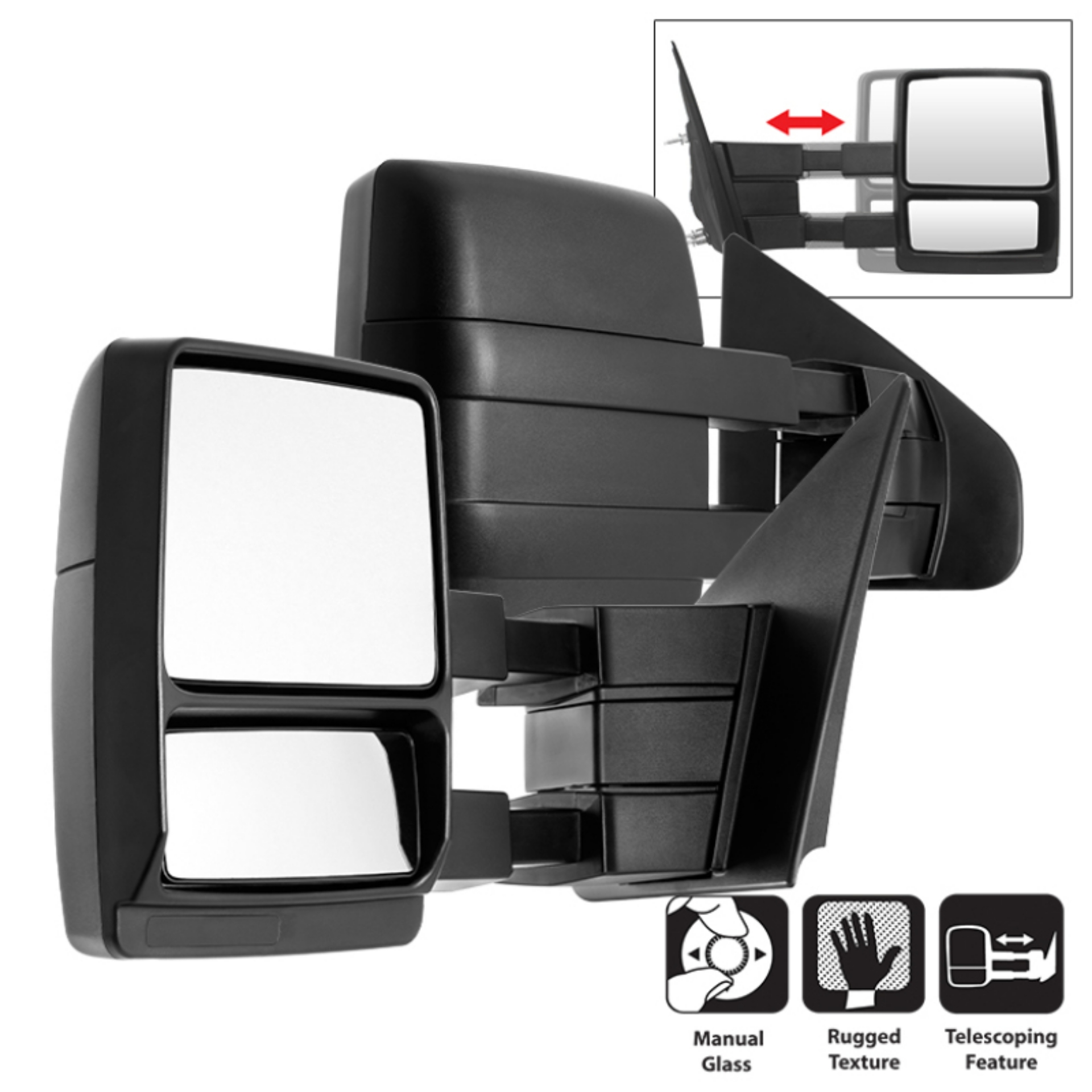 Picture of xTune Pair Ford Superduty 04-14 Manual Telescoping Mirrors MIR-FF15004-MA-SET