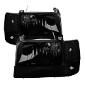 Picture of xTune Ford F150 92-96 Headlights w-Corner Bumper 6pcs Amber- Black Smoked HD-JH-FB92-SET-AM-BSM