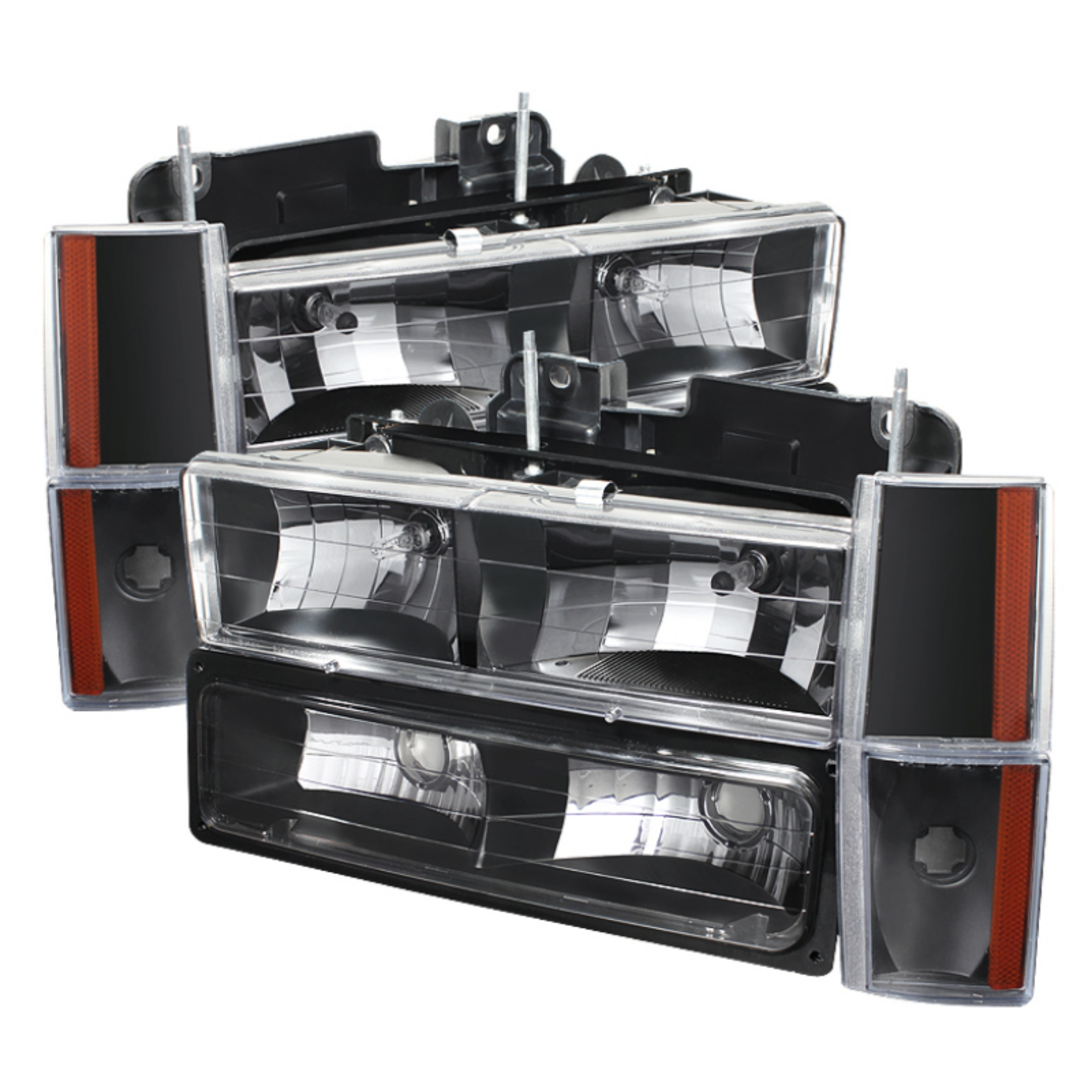 Picture of xTune GMC Yukon 92-93 Crystal Headlights w- Corner & Bumper Black HD-JH-GMCCK88-AM-BK-SET
