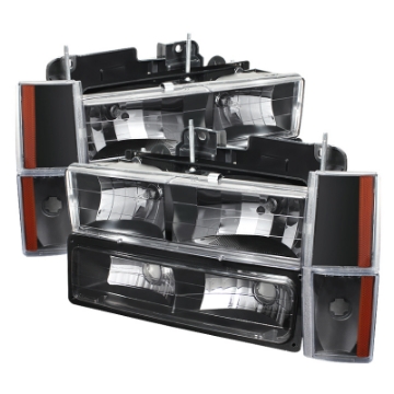 Picture of xTune GMC Yukon 92-93 Crystal Headlights w- Corner & Bumper Black HD-JH-GMCCK88-AM-BK-SET