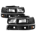 Picture of xTune Chevy Tahoe 00-06 Amber Crystal Headlights w- Bumper Lights Black HD-JH-CSIL99-SET-AM-BK