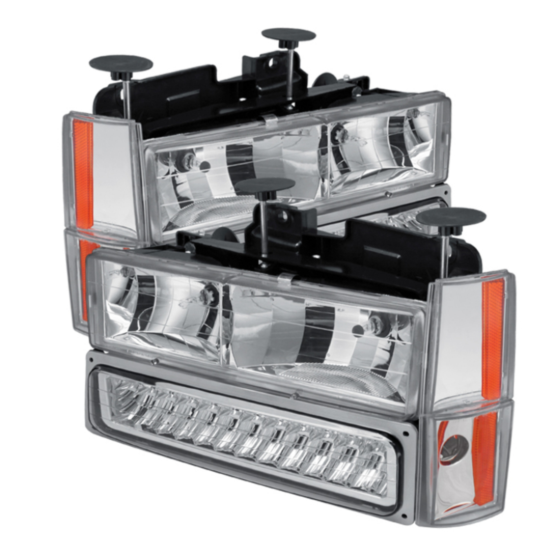 Picture of xTune GMC Yukon 92-93 Crystal Headlights w- Corner & LED Bumper Chrome HD-JH-GMCCK88-LED-AM-C-SET