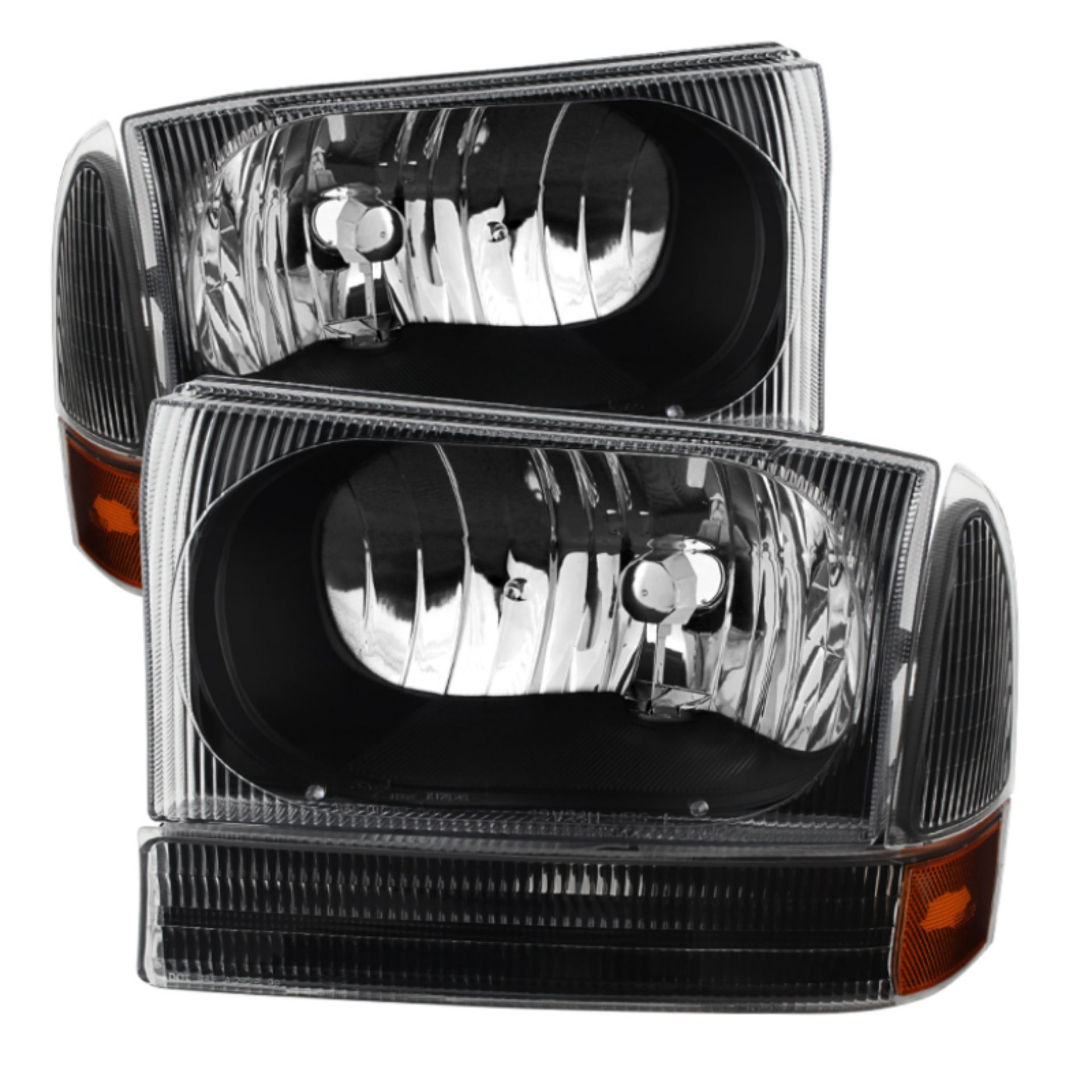 Picture of xTune Ford F250-350-450 Superduty 99-04 Crystal Headlights w- Bumper Lights HD-JH-FF25099-AM-BK