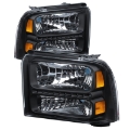 Picture of xTune Ford F250-350-450 Super Duty 05-07 Crystal Headlights w- LED Black HD-JH-FS05-LED-BK