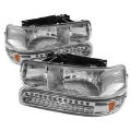 Picture of xTune Chevy Tahoe 00-06 Headlights w- LED Bumper Lights Amber Chrome HD-JH-CSIL99-LED-SET-C