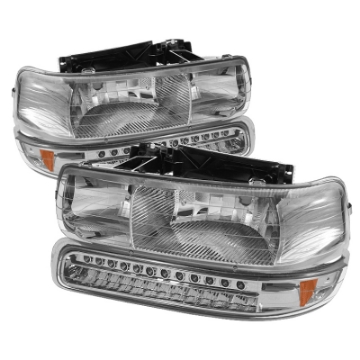 Picture of xTune Chevy Tahoe 00-06 Headlights w- LED Bumper Lights Amber Chrome HD-JH-CSIL99-LED-SET-C