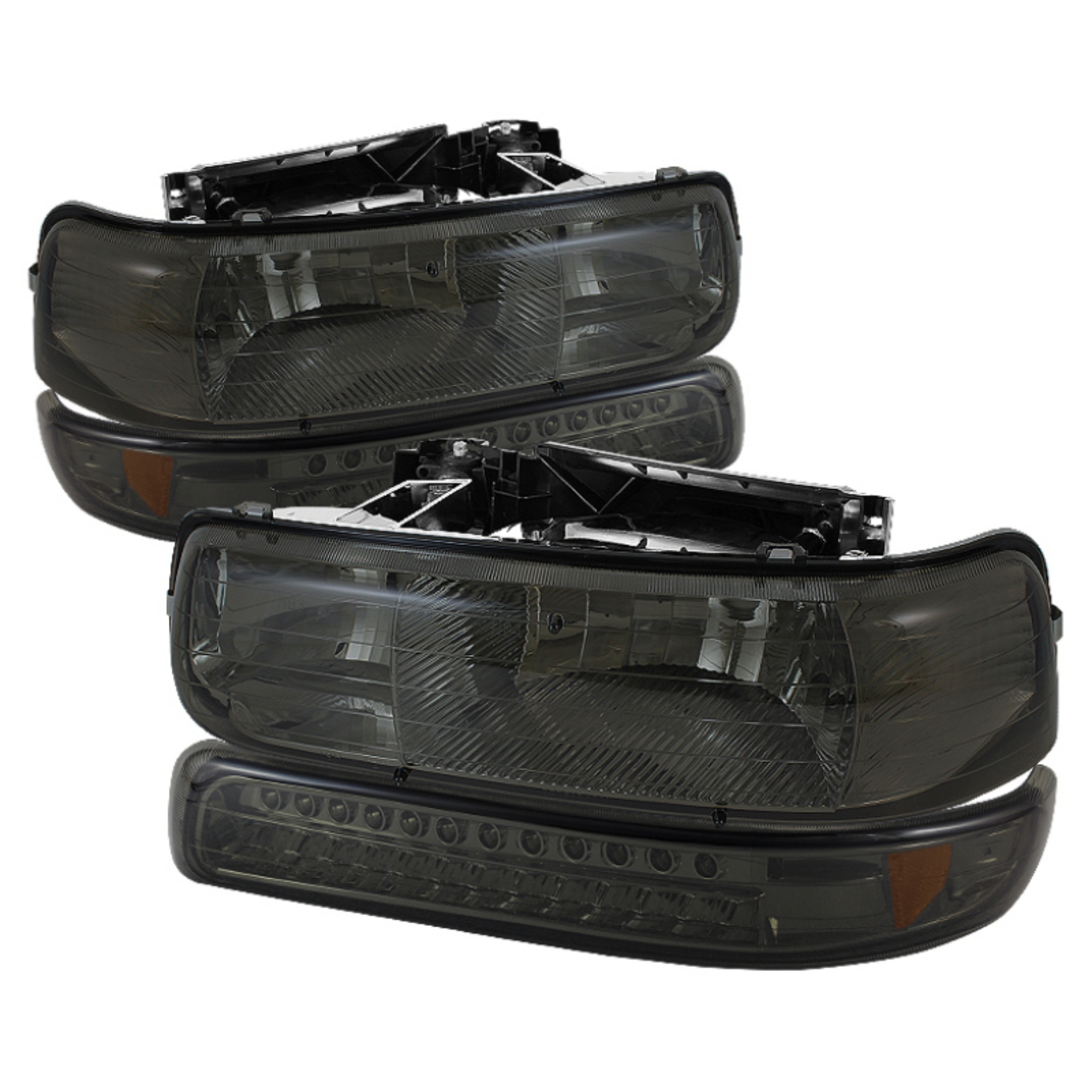 Picture of xTune Chevy Tahoe 00-06 Headlights w- LED Bumper Lights Amber Smoke HD-JH-CSIL99-LED-SET-SM