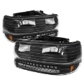 Picture of xTune Chevy Tahoe 00-06 Headlights w- LED Bumper Lights Amber Black HD-JH-CSIL99-LED-SET-BK
