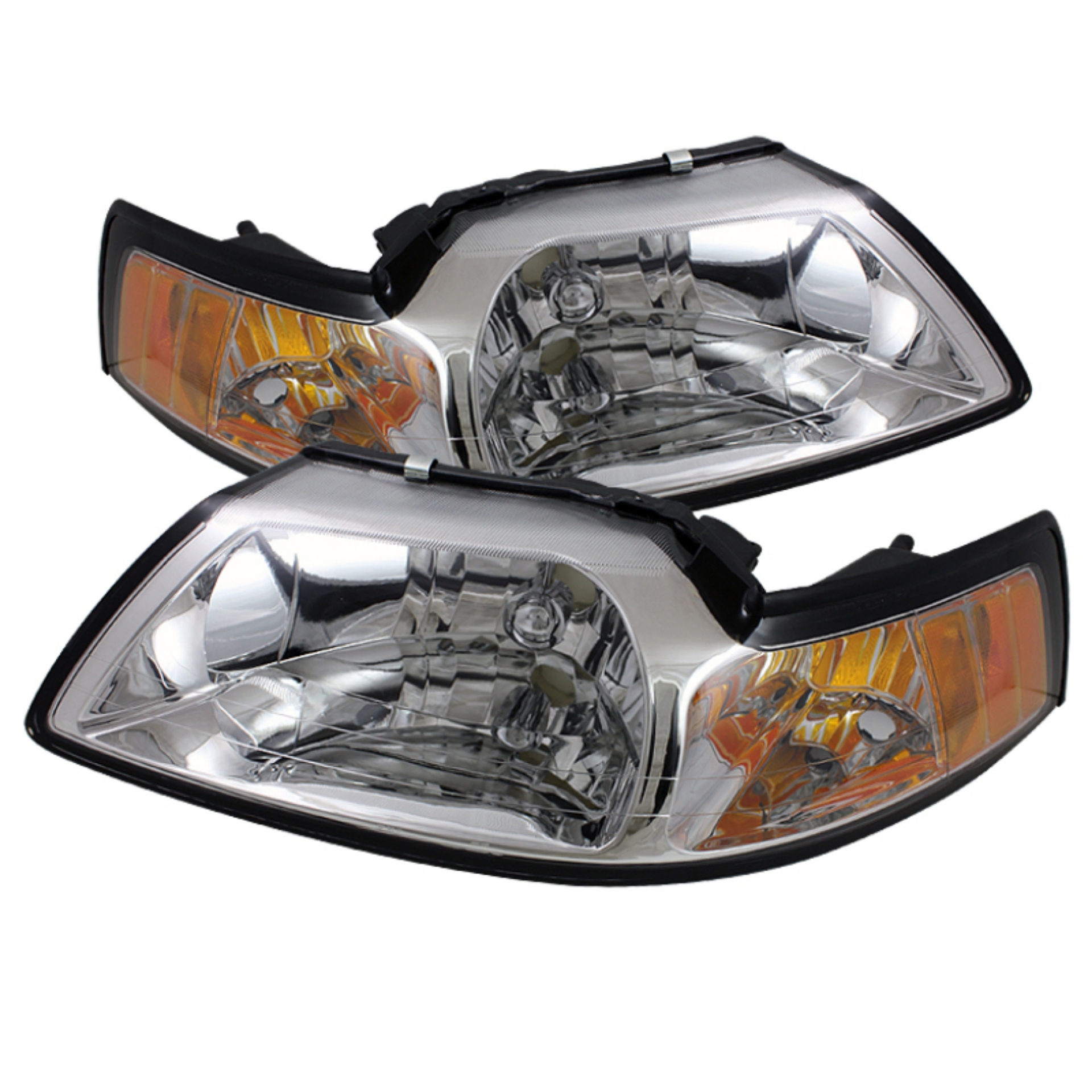 Picture of xTune Ford Mustang 99-04 Amber Crystal Headlights Chrome HD-JH-FM99-AM-C